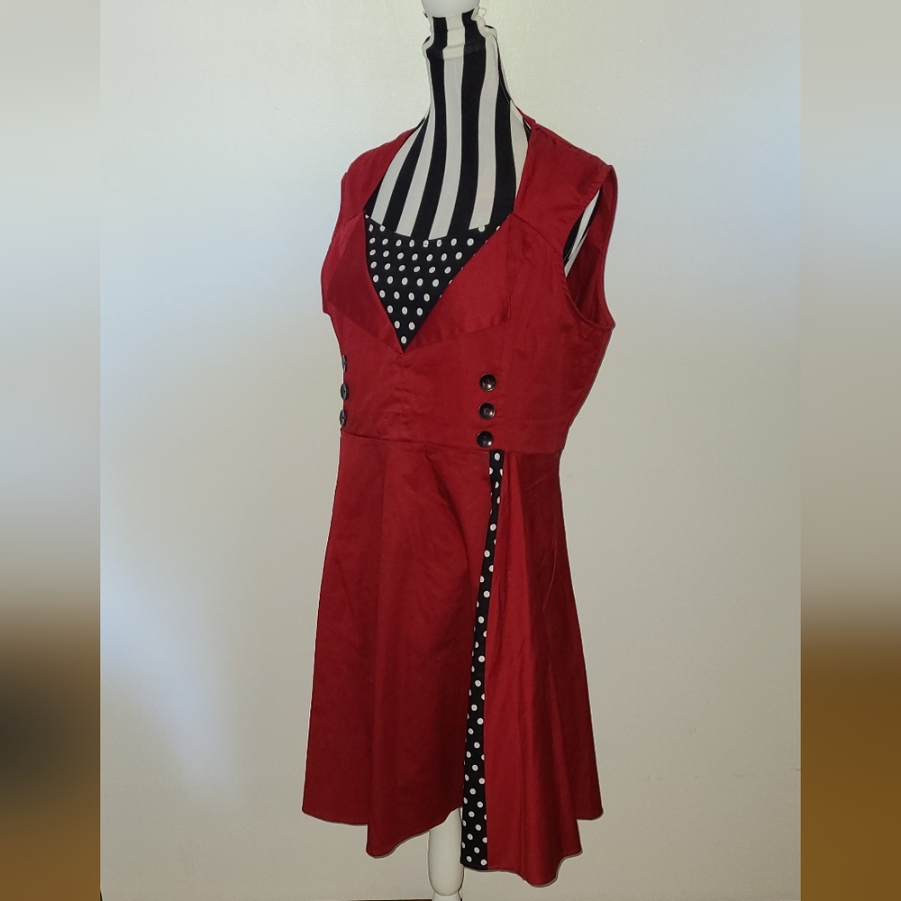 Women's Red/Black & White Polka Dot Vintage Style Rockabilly Dress 4XL Retro